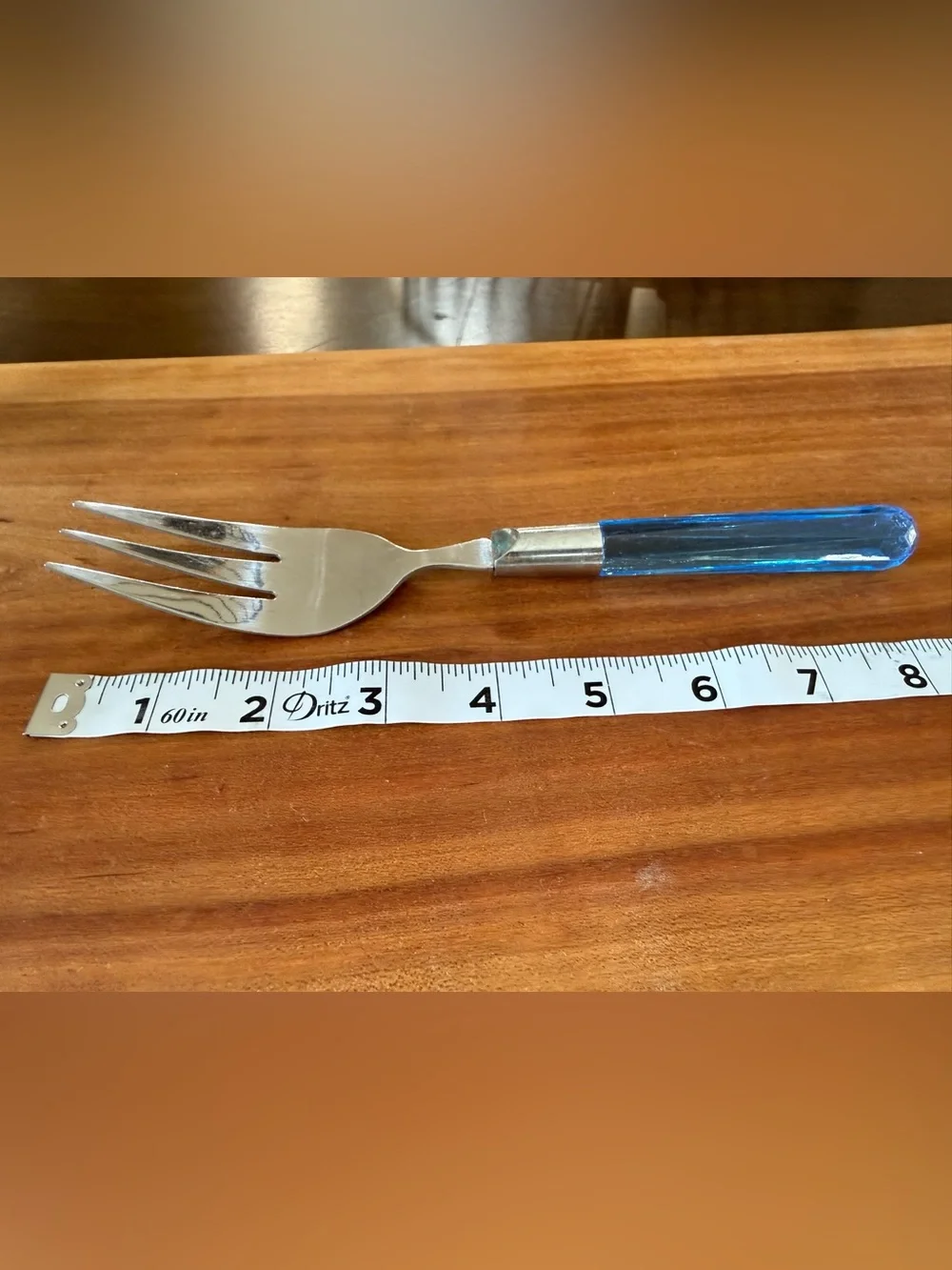 4 Pc Blue Acrylic Handle Stainless Serving Utensil Set Retro MCM